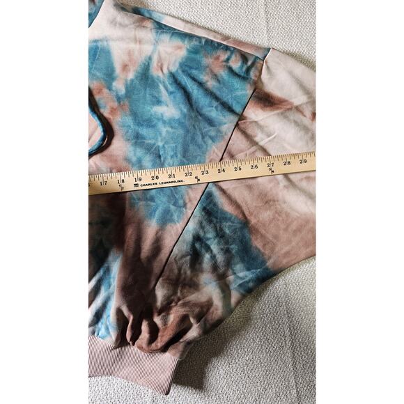 NWT Hem and Thread Womens Tie Die Oversized Hoodie Teal and Brown Large - Picture 12 of 15